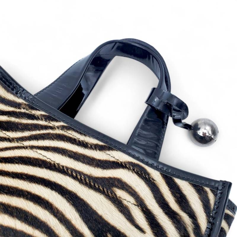 FURLA フルラ ハンドバッグ ミニトートバッグ ハラコ ゼブラ柄 