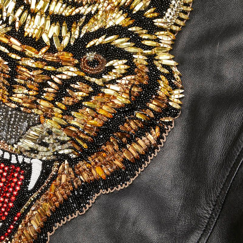 グッチ LOVED タイガーヘッド ライダースジャケット サイズ44 ブラック