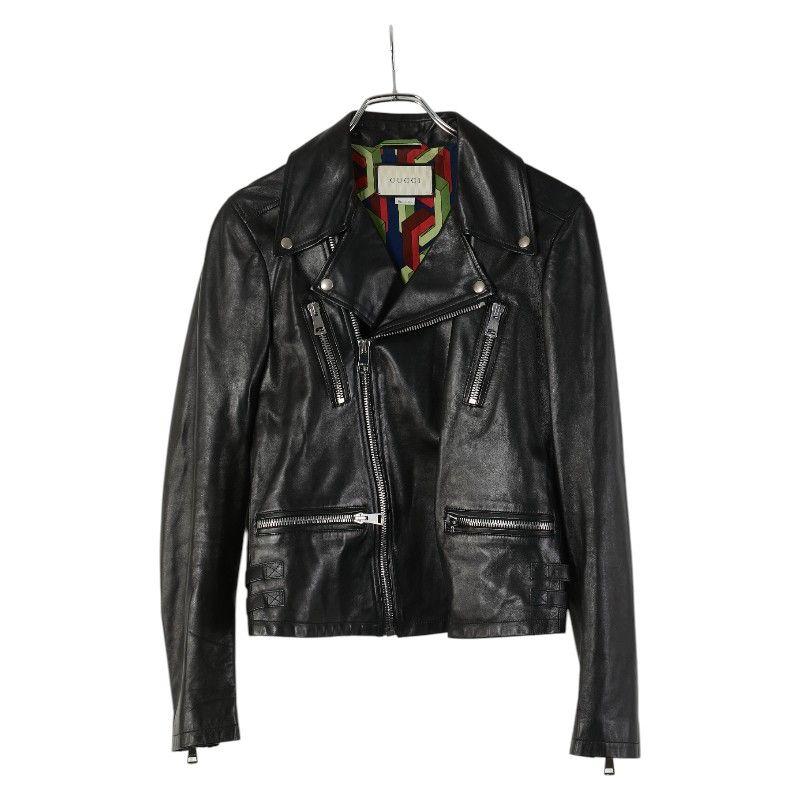 グッチ LOVED タイガーヘッド ライダースジャケット サイズ44 ブラック