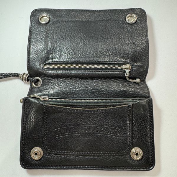 CHROME HEARTS クロムハーツ 2ZIP STRAP/ジップストラップ クロムハーツ2ジップウォレットクロスボタンwithストラップブラック