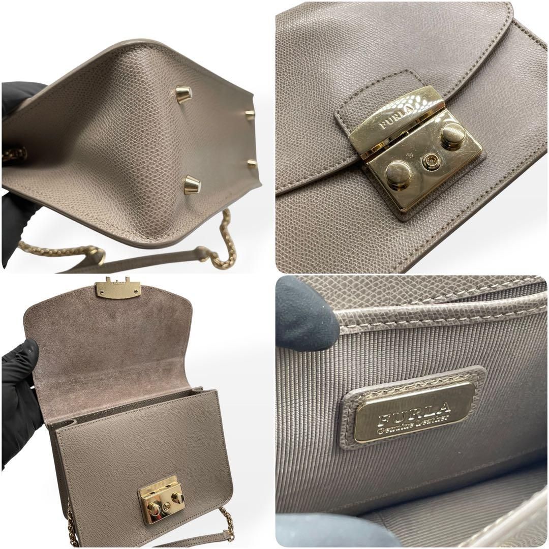 極美品 FURLA メトロポリス ショルダーバッグ チェーン レザー