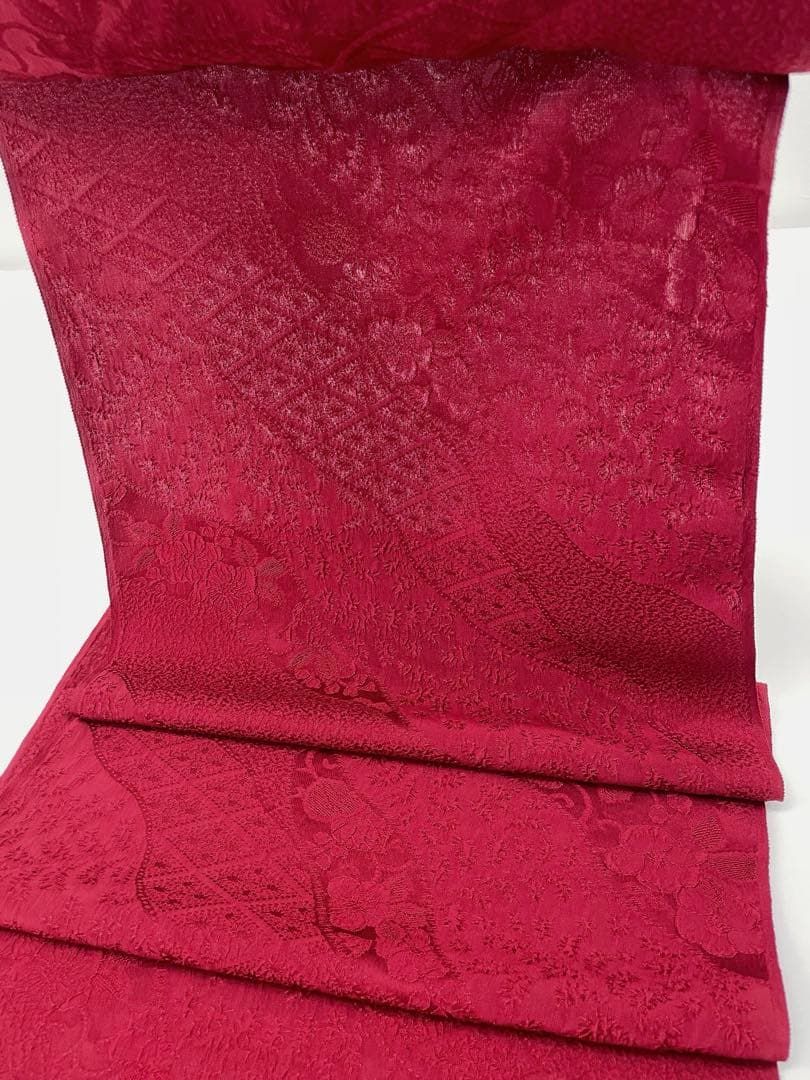 色無地 ふくれ織 紋意匠 辻ヶ花 朱・緋色 正絹 反物 T9126 - メルカリ