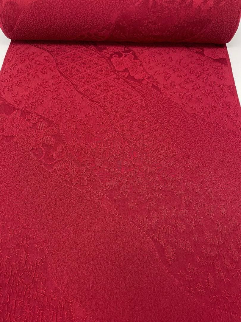 色無地 ふくれ織 紋意匠 辻ヶ花 朱・緋色 正絹 反物 T9126 - メルカリ