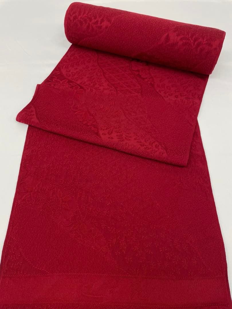 色無地 ふくれ織 紋意匠 辻ヶ花 朱・緋色 正絹 反物 T9126 - メルカリ