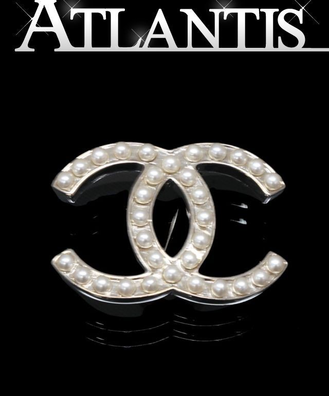 美品 シャネル CHANEL ココマーク パールブローチ シルバー 07V 【72482】