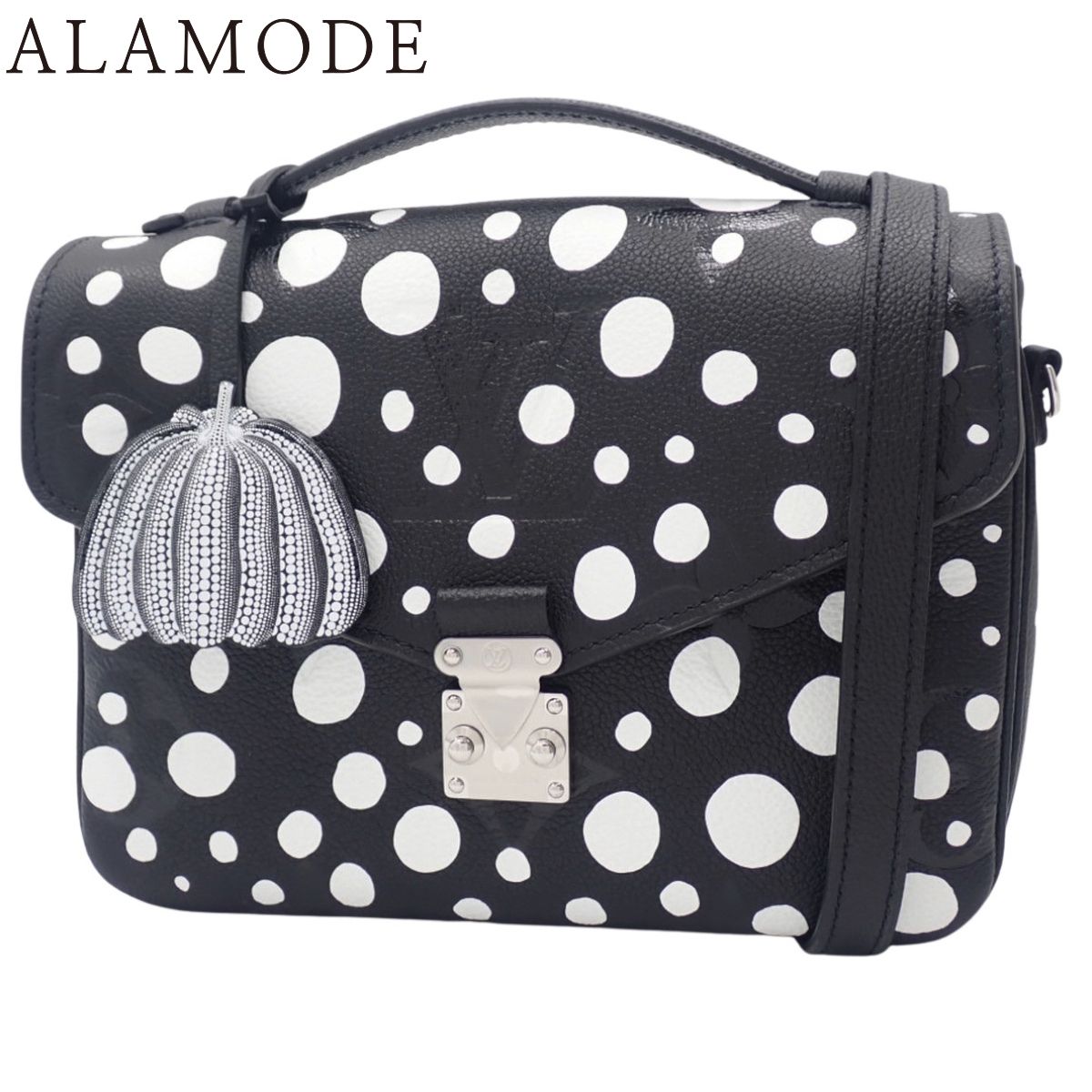 LOUIS VUITTON ルイ ヴィトン モノグラムアンプラント LV YK ポシェット メティス ハンドバッグ 2 WAY 草間彌生コラボ ドッド ブラック黒 ホワイト白 シルバー金具 M 46409 レディース アラモード