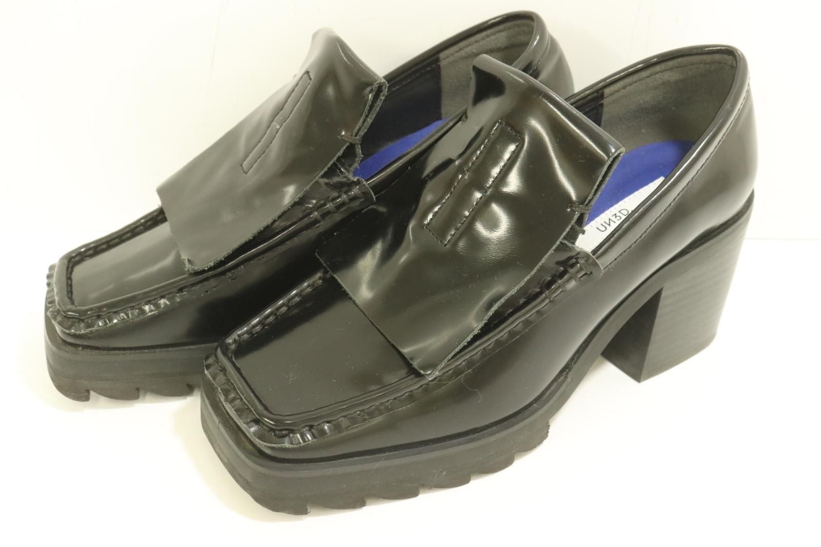 UN 3 D レディースシューズ 36 SQARE LOAFERS 黒 ブラック 無地