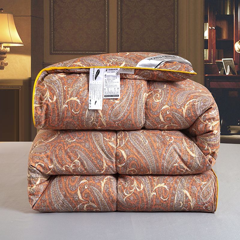 秋冬羽毛布団シングル 3.5 kgホワイトダックダウン95％ ロング冬用掛け布団羽毛ふとん羽毛掛け布団50マス立体キルト暖かい ブラウン