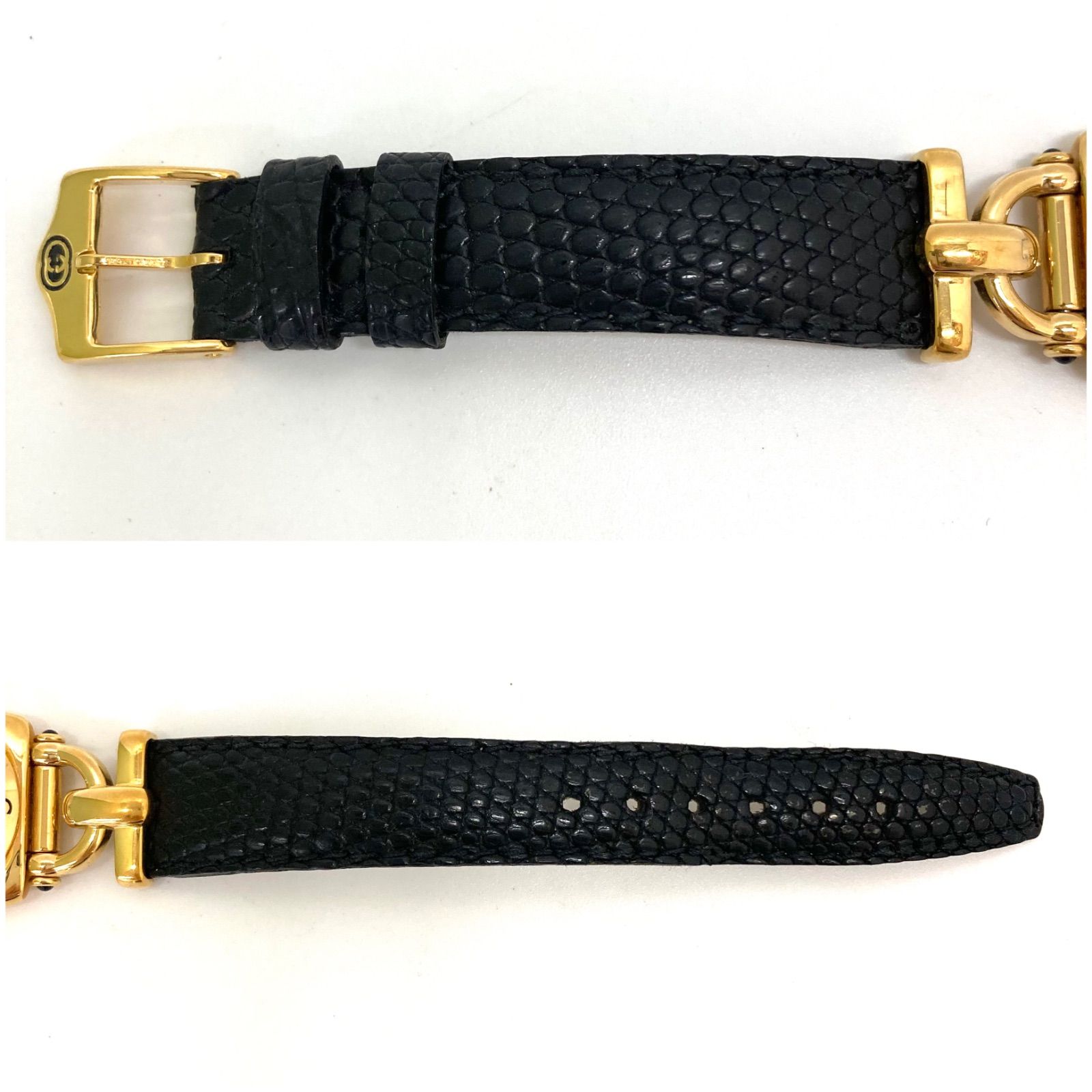 GUCCI★グッチ 時計 ホースビット腕時計 レディースゴールド 黒レザーベルト GUCCI グッチ レディース腕時計 ホースビット ブレスウォッチ QZ