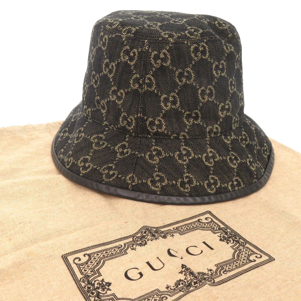 グッチ バケットハット 576371 サイズM コットン ブラック 帽子 ハット 1065 GUCCI