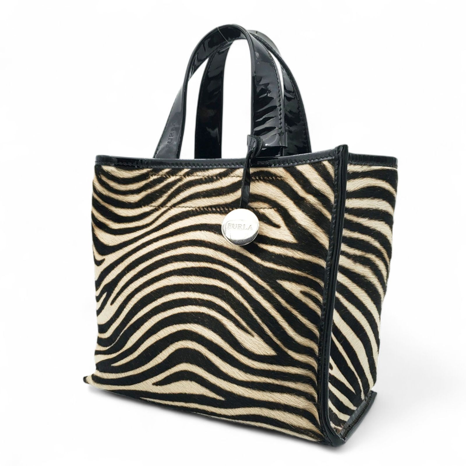 FURLA フルラ ハンドバッグ ミニトートバッグ ハラコ ゼブラ柄 