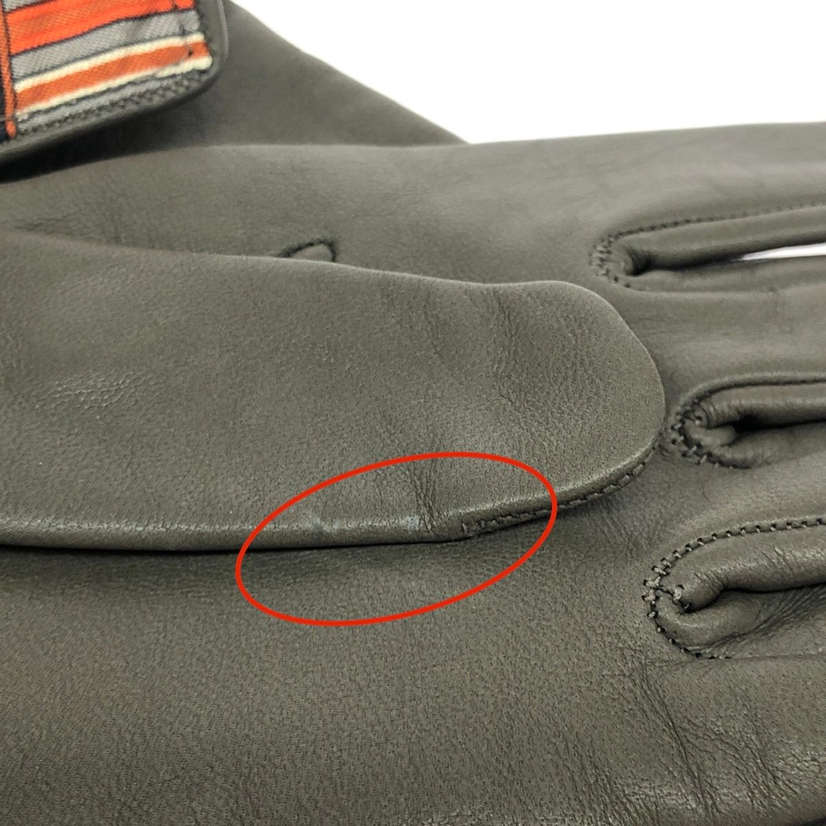 HERMES エルメス レザーグローブ 表記サイズ:6.5 エトゥープ/レザー