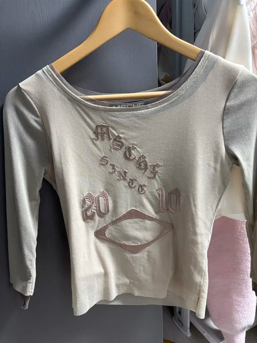  ミスチーフ ボートネック メッシュトップス 長袖 Tシャツ カットソー