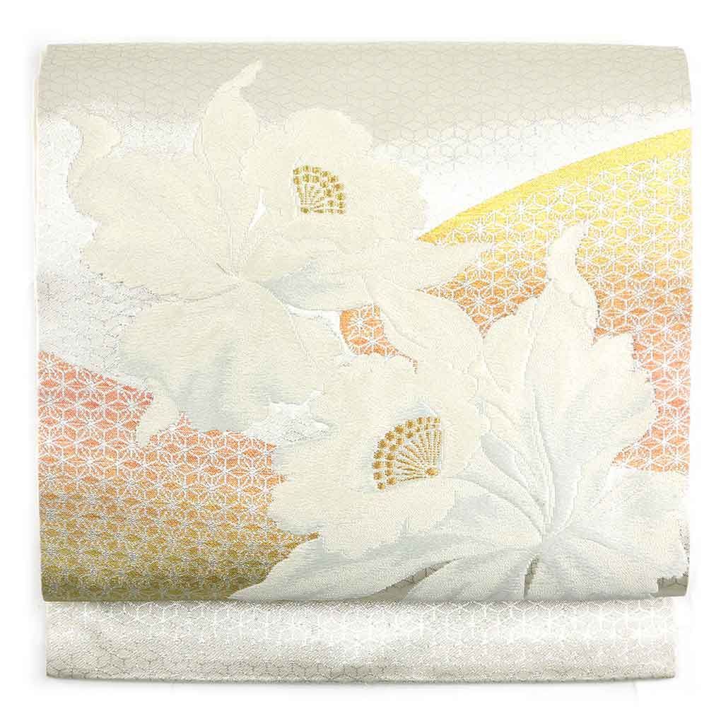 名古屋帯 幅30cm 長さ352cm レディース 花柄 秋冬春用 正絹（シルク