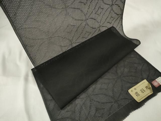 平和屋着物 羽織 コート 西陣 反物 羽尺 スリーシーズン 春夏秋 塵除け 羅 七宝繋ぎ紋紗 黒地 zzz