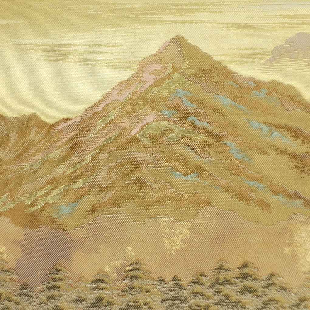 袋帯 幅31 cm 長さ435 レディース 遠山 秋冬春用 正絹 シルク ブラウン リメイク リユース リサイクル 呉服のきくや