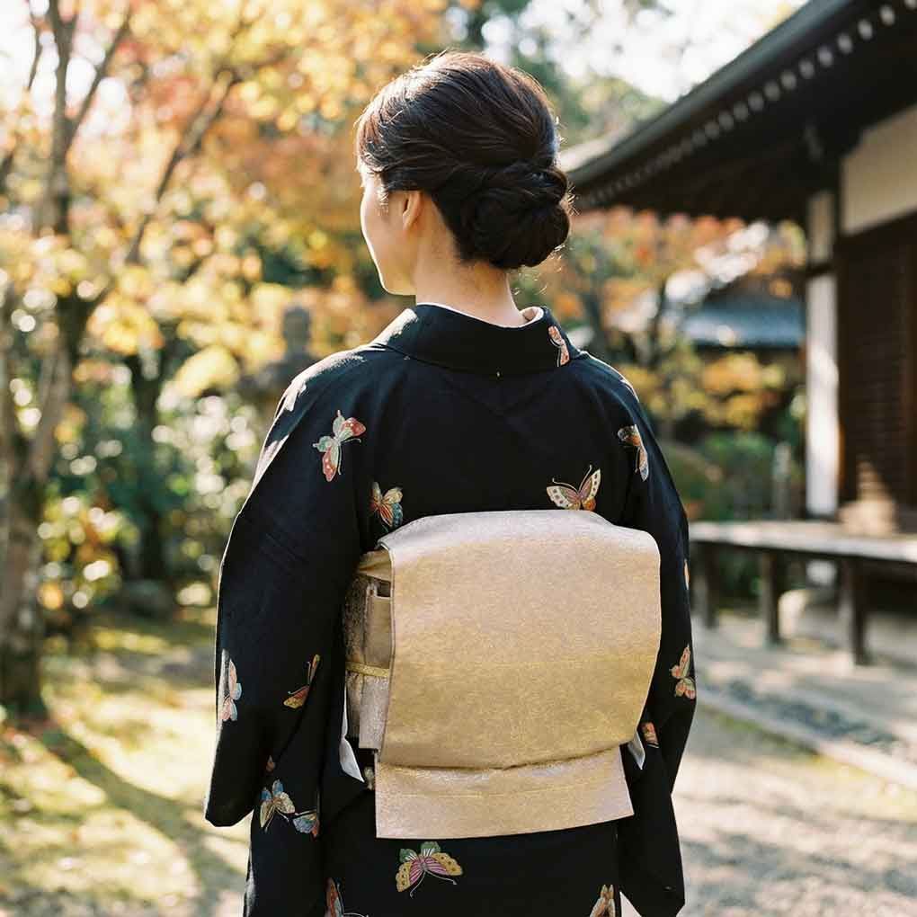  袋帯 幅31 cm 長さ455 レディース 無地 秋冬春用 正絹 シルク ゴールド リメイク リユース リサイクル 呉服のきくや 袋帯 帯