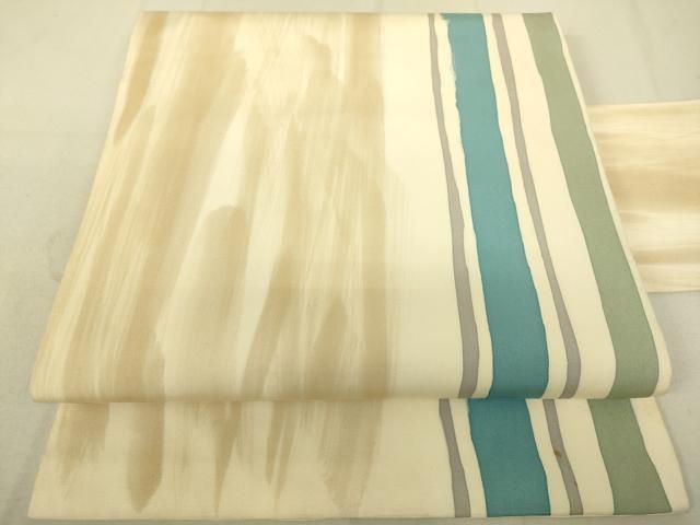 平和屋着物 塩瀬 九寸名古屋帯 ろうけつ染め 間道 正絹 du