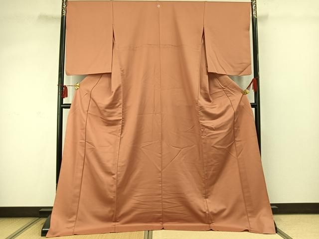 平和屋着物▽人間国宝・羽田登喜男 監修　色無地　単衣　さんび謹製　江戸茶色　ロング丈　洗える着物　AABD0033fy 平和屋着物▽人間国宝・羽田登喜男 監修 色無地 単衣 さんび謹製 江戸