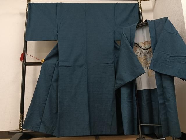 平和屋着物 男性 紬 アンサンブル 色無地 褐返色 キングサイズ 正絹 ph