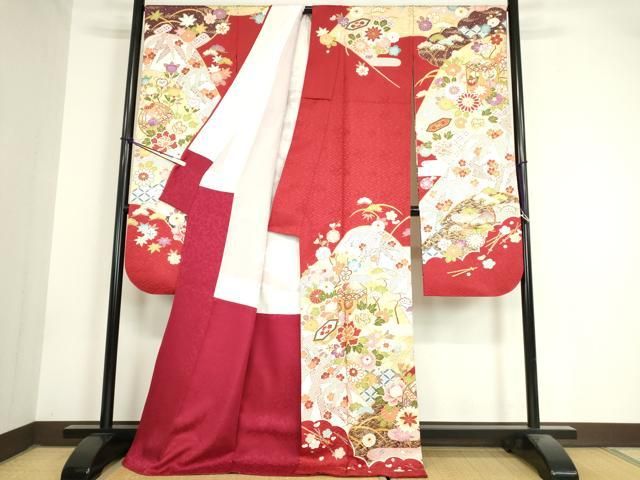 平和屋着物 豪華振袖 駒刺繍 貝桶花文 金彩 正絹 az