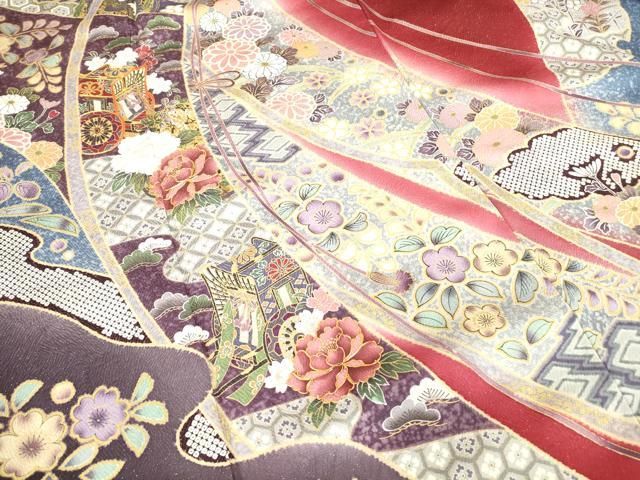 辻が花 几帳御所車花文