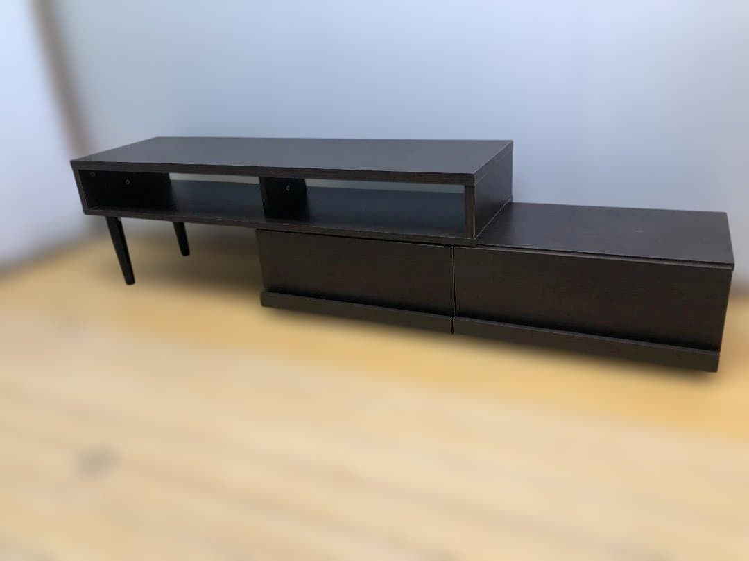 テレビボード ローボード 伸縮式 ダークブラウン AVボード 収納