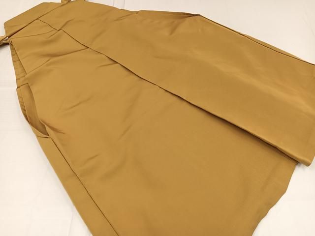 平和屋着物○男性 馬乗り袴 色無地 黄土色 正絹 逸品 AABD3956ph 色無地