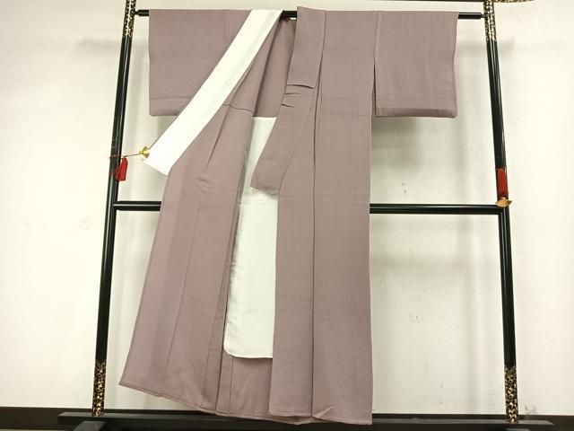 平和屋着物▽上質な色無地 単衣 鳩羽鼠色 鬼しぼ