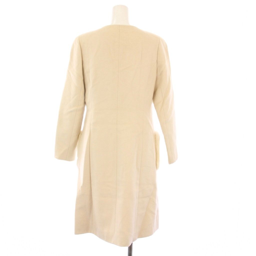 ルネ Rene ノーカラーコート アウター ロング アンゴラ混 ミンクファー