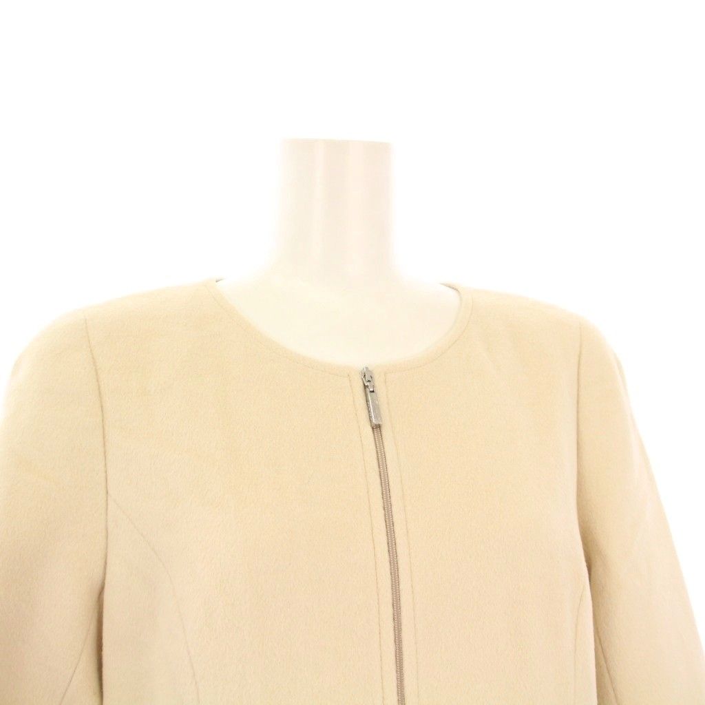 ルネ Rene ノーカラーコート アウター ロング アンゴラ混 ミンクファー