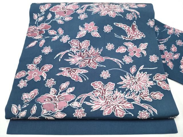 平和屋着物 塩瀬 九寸名古屋帯 手描き ろうけつ染 花蝶文 正絹 hy