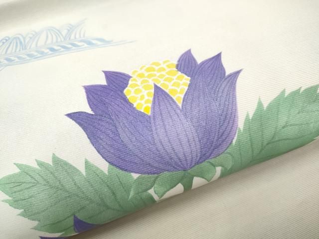 平和屋着物○塩瀬 九寸名古屋帯 陶器花文 銀彩 正絹 逸品 CABA4880hy