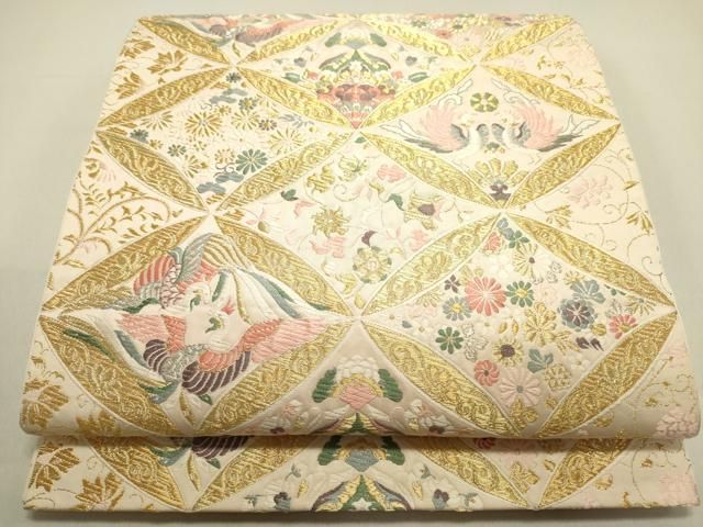 平和屋着物□夏物 太鼓柄袋帯 明綴れ 飾花文 金銀糸 逸品