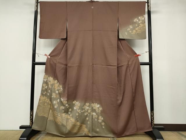 平和屋着物○訪問着 刺繍 蔦の葉文 暈し染め 金彩 正絹 逸品