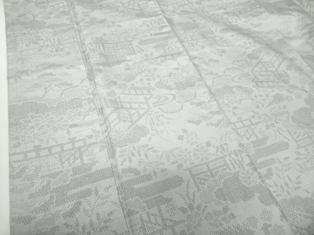 平和屋着物○本場眞綿結城紬 100亀甲 風景花文 証紙付き 正絹 逸品 未