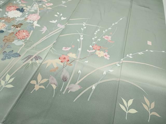 平和屋着物●訪問着　友禅　作家物　草花文　暈し染め　正絹　逸品　CABA1972ut 平和屋着物○訪問着 友禅 作家物 草花文 暈し染め 正絹 逸品