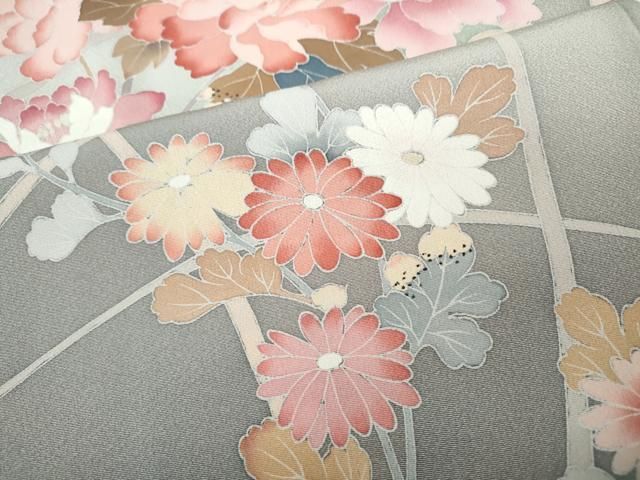 平和屋着物○訪問着 友禅 作家物 草花文 暈し染め 正絹 逸品