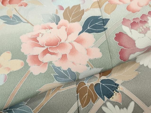 平和屋着物○訪問着 友禅 作家物 草花文 暈し染め 正絹 逸品