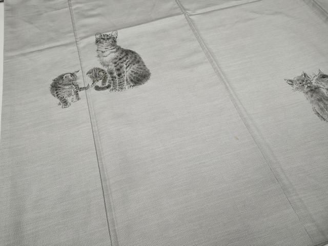 平和屋着物○訪問着 本場大島紬 作家物 手描き 遊ぶ猫 正絹 逸品