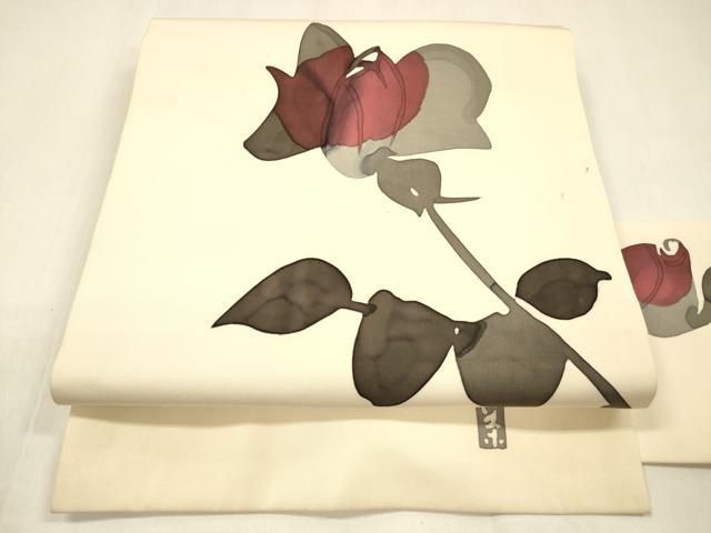 平和屋着物○日展染色作家 高久空木 ろうけつ染 塩瀬 九寸名古屋帯 枝