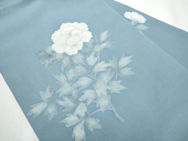 平和屋着物 塩瀬 九寸名古屋帯 手描き 刺繍 枝牡丹 正絹 hy