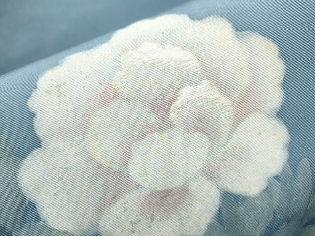 平和屋着物●塩瀬　九寸名古屋帯　手描き　刺繍　枝牡丹　正絹　逸品　CABA4955hy 平和屋着物○塩瀬 九寸名古屋帯 手描き 刺繍 枝牡丹 正絹 逸品 CABA4955hy