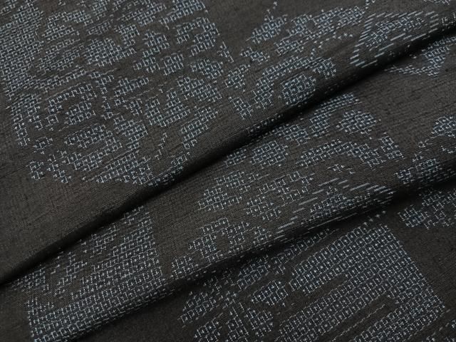 平和屋着物 結城紬 100亀甲 亀甲草花文 正絹 ph