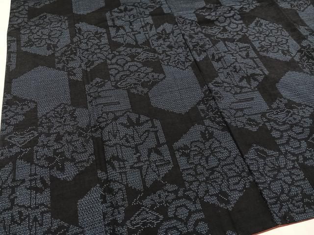 亀甲草花文 正絹