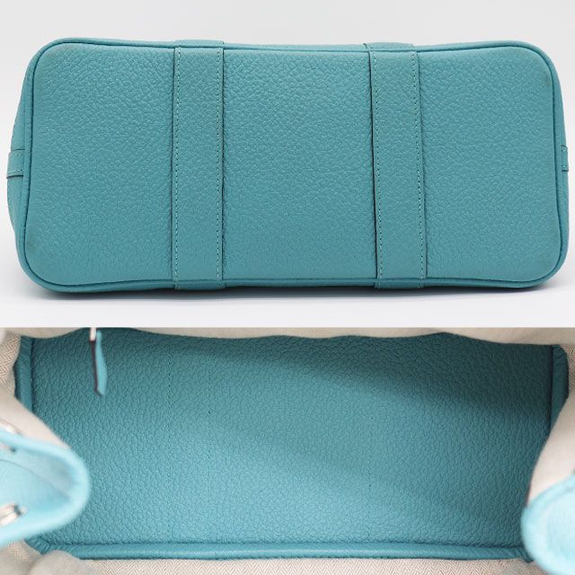 エルメス ガーデンパーティ 30 TPM T刻2015年 シルバー金具 ブルー エルメス ガーデンパーティー TPM ブルージーン キャンバス/レザー