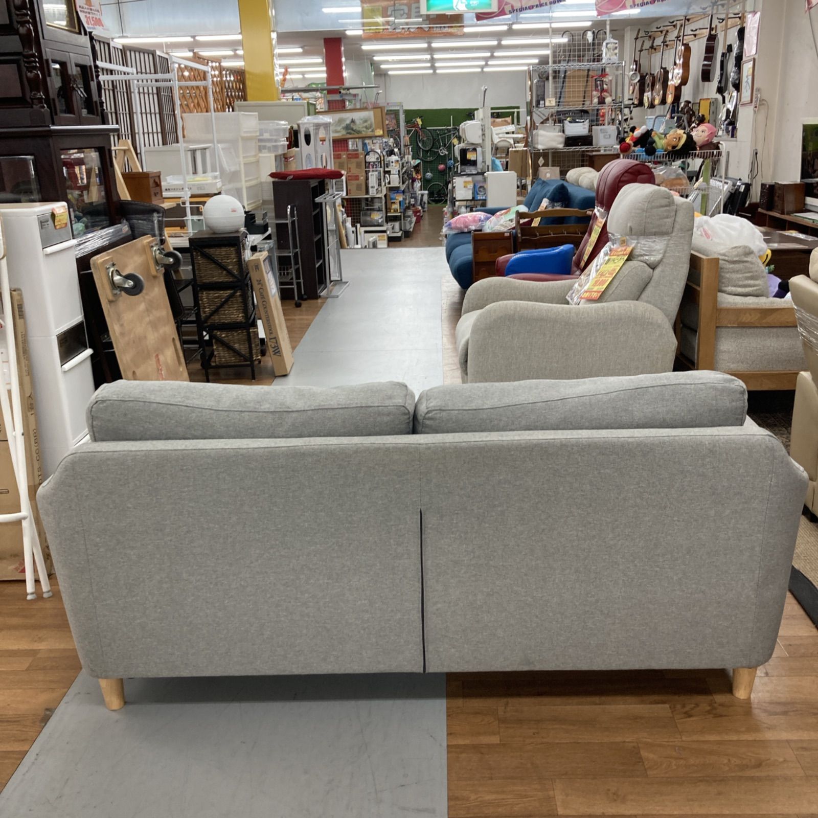  名古屋市近郊送料設置無料 S762 ファブリック2Pソファ 布製 グレー 幅168cm 伸縮カバーソファ 2人掛け 3人掛けソファ ソファ ソファベッド