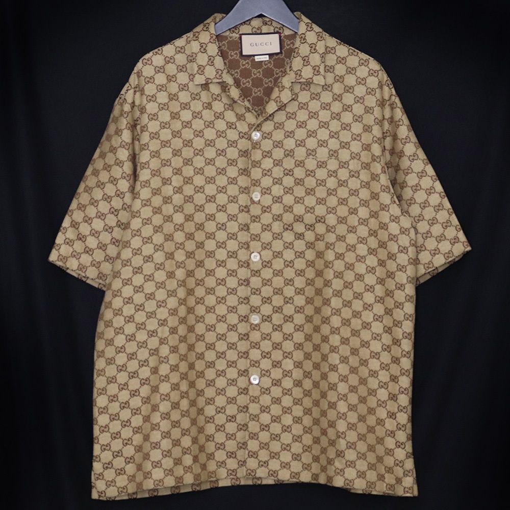 GUCCI GGパターン 半袖シャツ ベージュ GUCCI GGパターン 半袖シャツ ベージュ グッチ GUCCI 20SS シルク GG