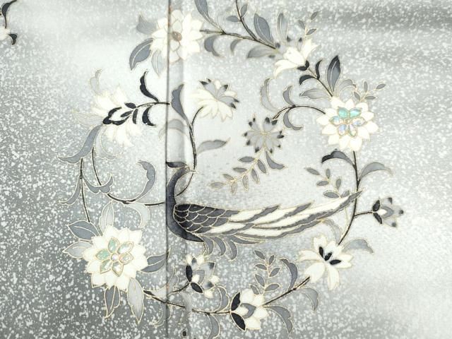 平和屋着物○訪問着 大内照氏作 螺鈿 尾長鳥花唐草文 暈し染め 金彩