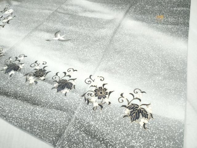 平和屋着物●訪問着　大内照氏作　螺鈿　尾長鳥花唐草文　暈し染め　金彩　正絹　逸品　CAAZ3659yc 平和屋着物○訪問着 大内照氏作 螺鈿 尾長鳥花唐草文 暈し染め 金彩